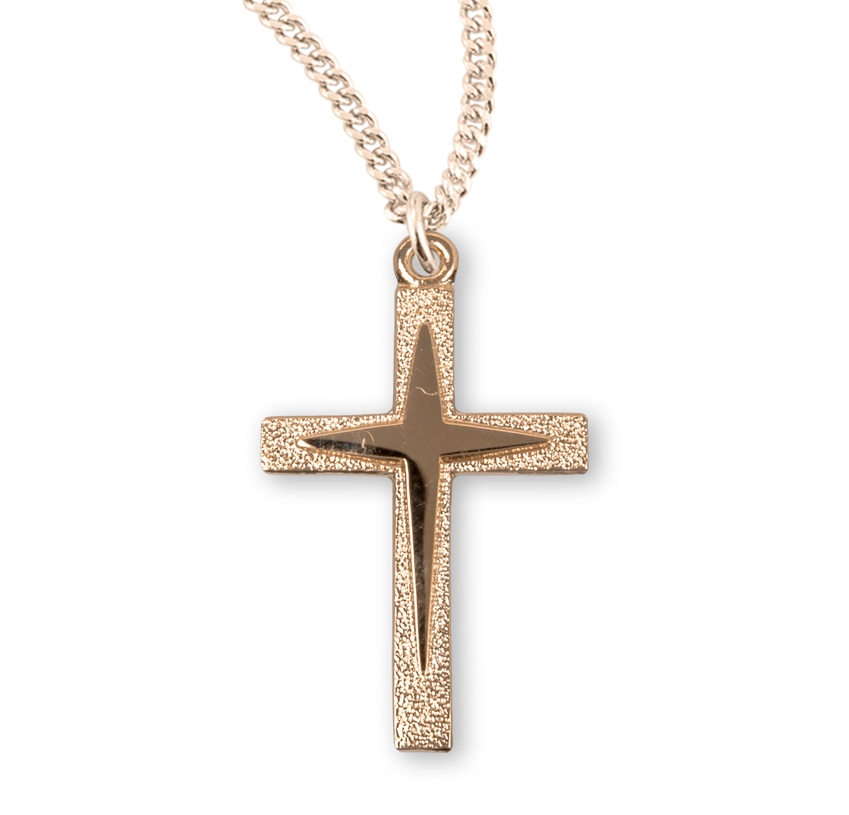 Gold Over Sterling Silver Starburst Cross