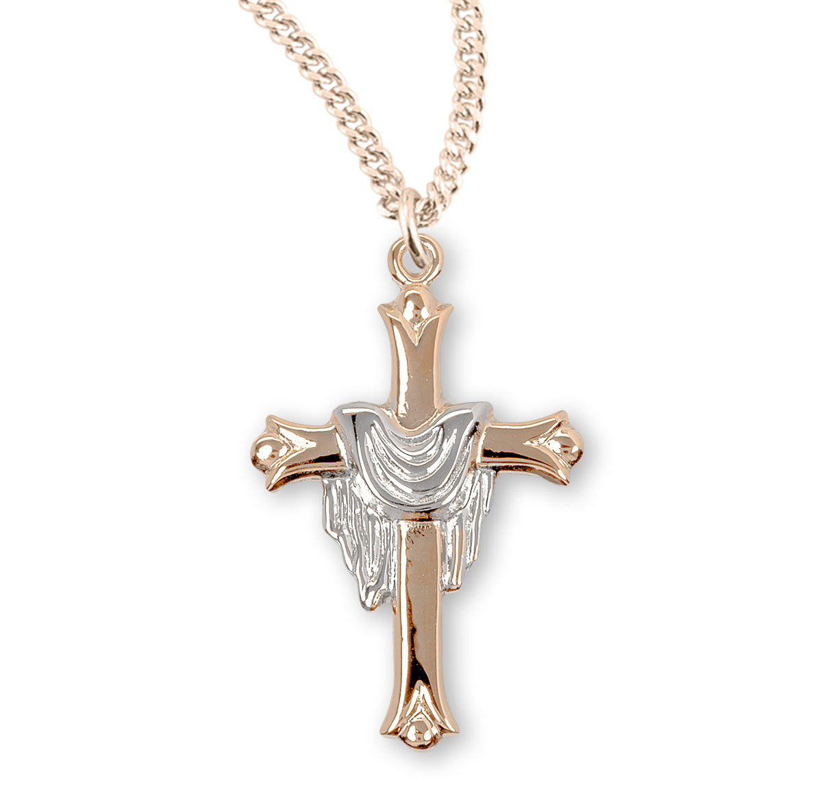 Gold Plated Cross with a Rhodium Plated Robe