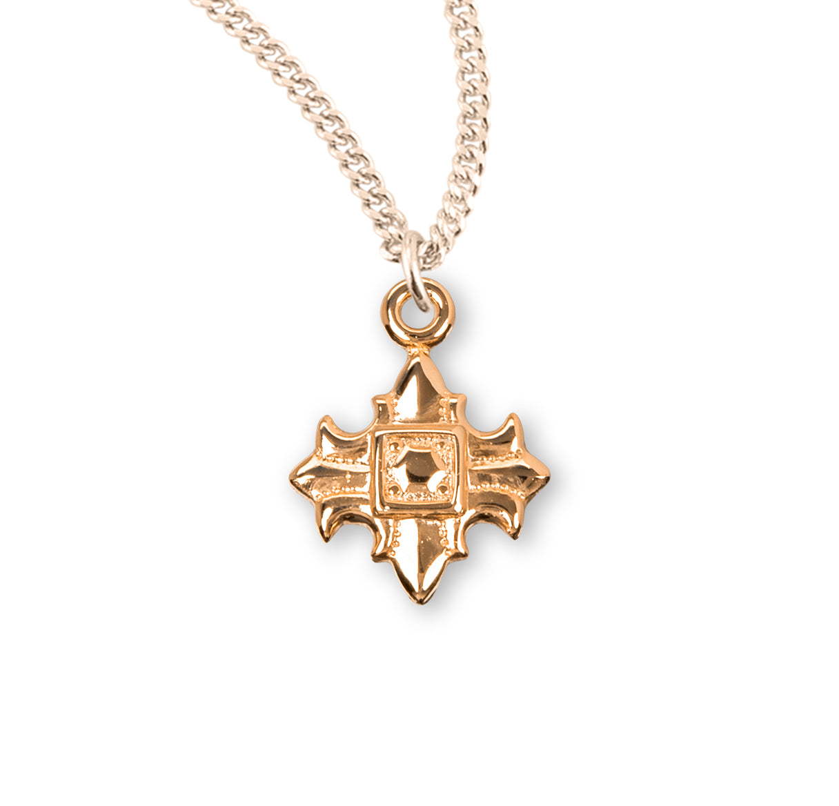 Gold Over Sterling Silver Fleur De Lis Cross