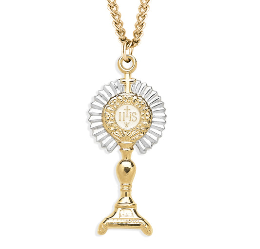 Two-Tone Monstrance Pendant Gold Over Sterling Silver