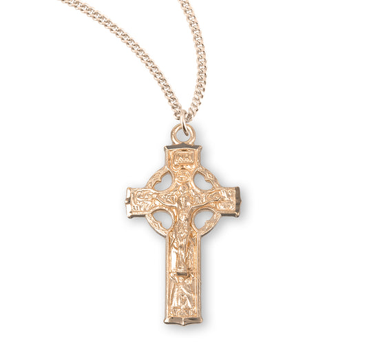 Gold Over Sterling Silver Celtic Crucifix