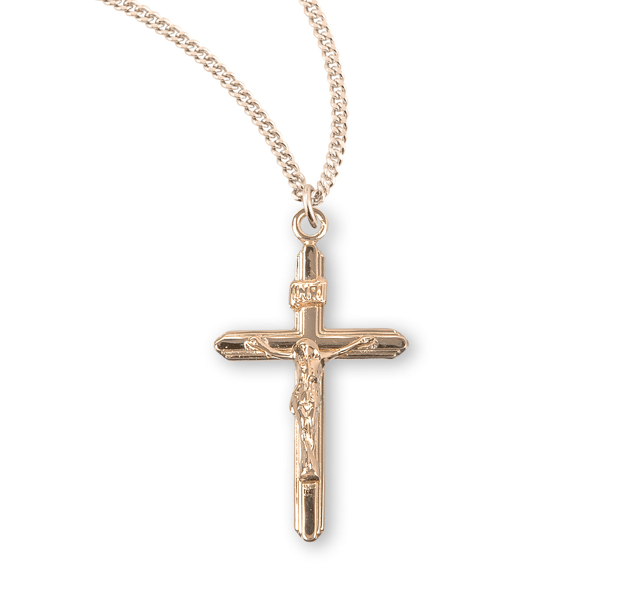 Stream Lined Gold Over Sterling Silver Crucifix