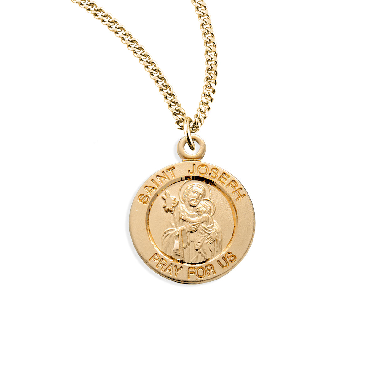 Patron Saint Joseph Round Gold Over Sterling Silver Medal