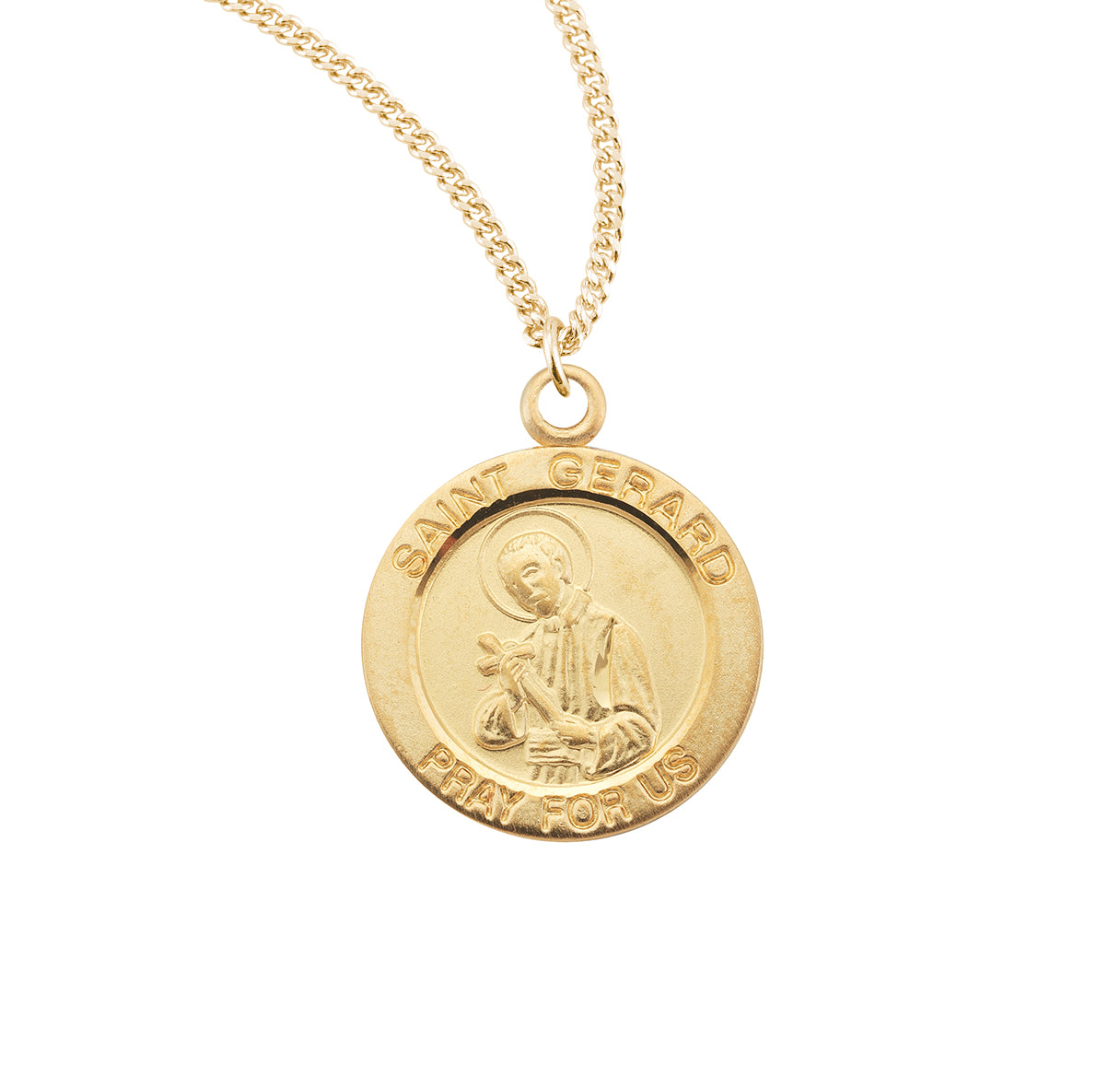 Patron Saint Gerard Round Gold Over Sterling Silver Medal