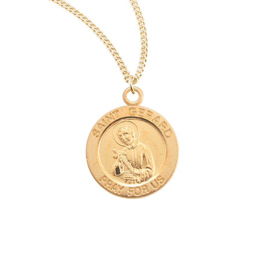 Patron Saint Gerard Round Gold Over Sterling Silver Medal