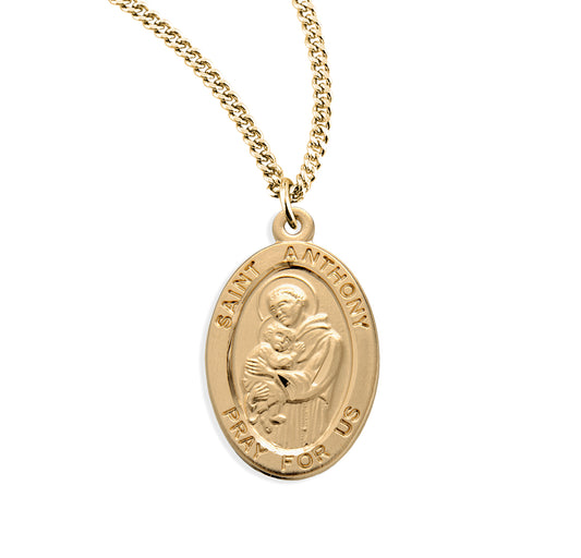 Patron Saint Anthony Oval Gold Over Sterling Silver Medal