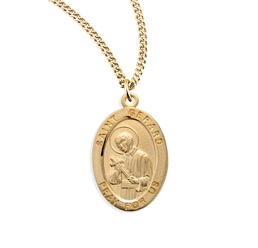 Patron Saint Gerard Oval Gold Over Sterling Silver Medal