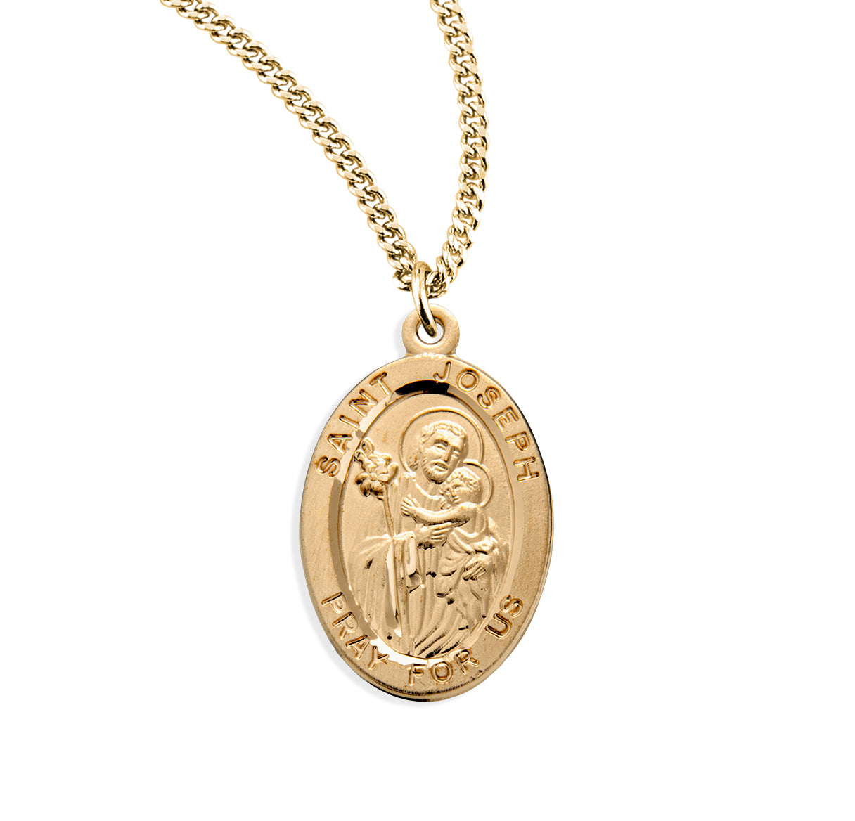 Patron Saint Joseph Oval Gold Over Sterling Silver Medal