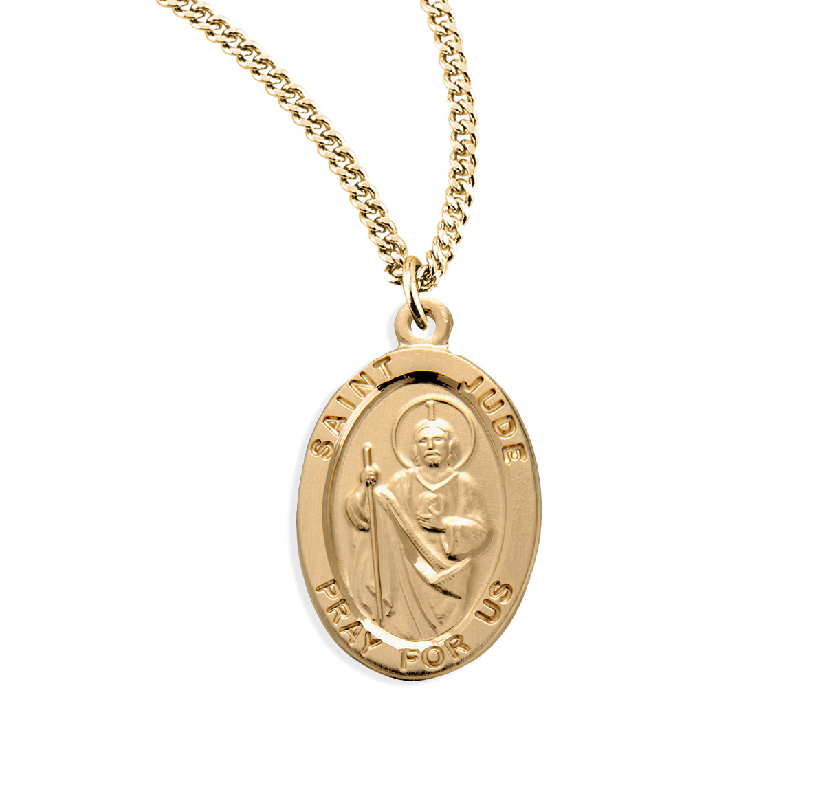 Patron Saint Jude Gold Over Sterling Silver Oval Medal