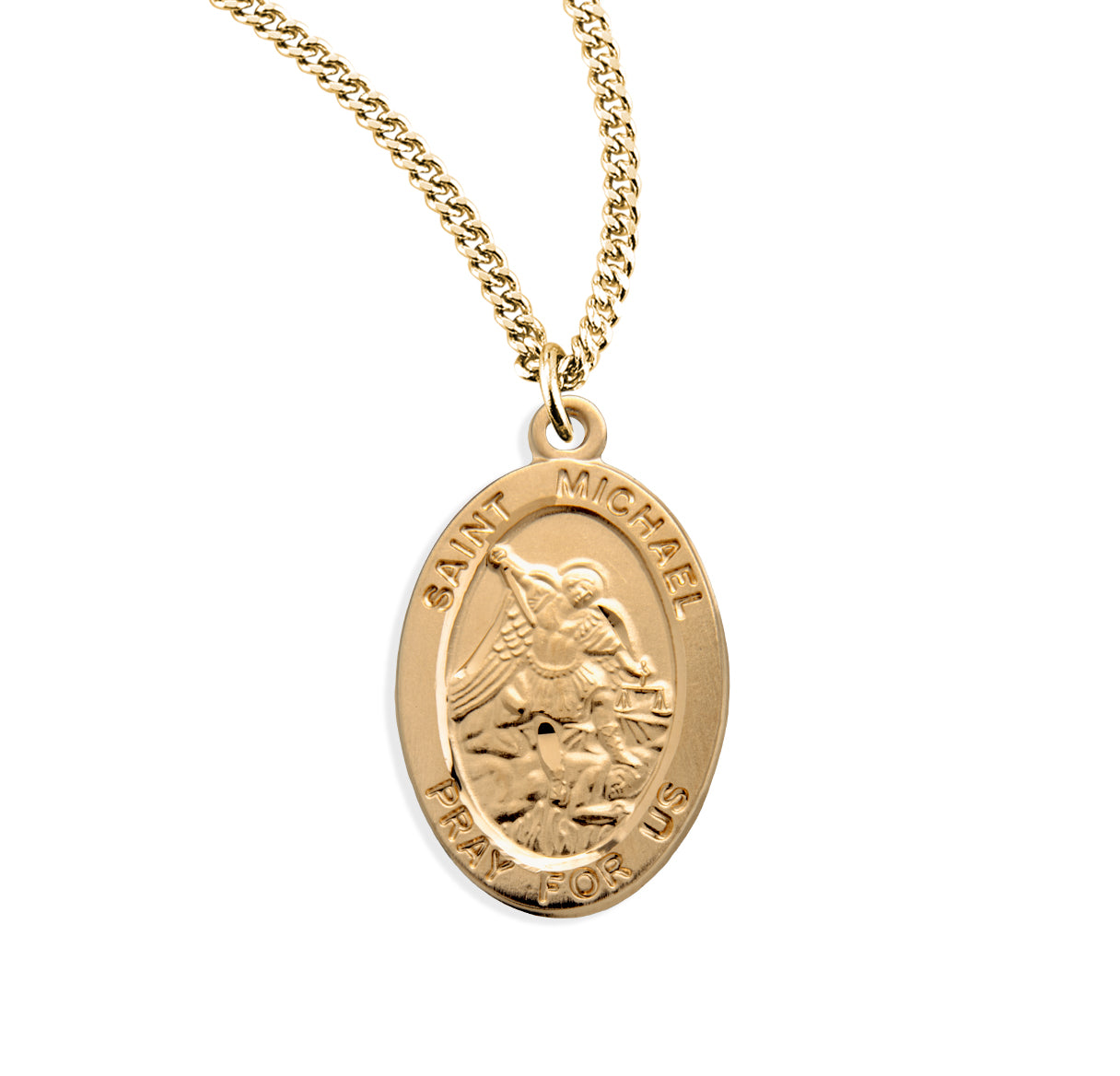 Patron Saint Michael Oval Gold Over Sterling Silver Medal