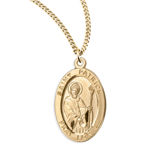 Patron Saint Patrick Oval Gold Over Sterling Silver Medal