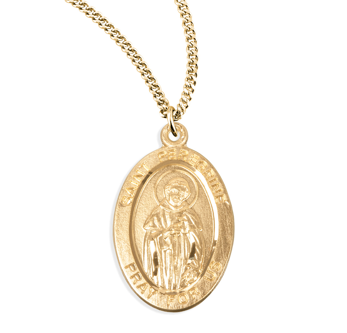 Patron Saint Peregrine Oval Gold Over Sterling Silver Medal