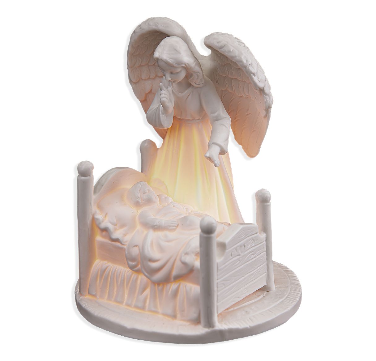 Guardian Angel White Porcelain Bisque with Baby Night Light