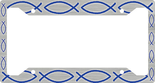 Ichthus Fish (Blue/Grey) License Plate Frame