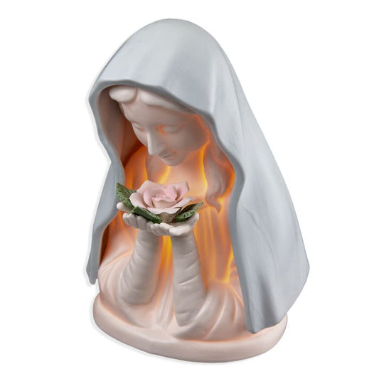 Mary Holding Rose with Blue Veil Night Light