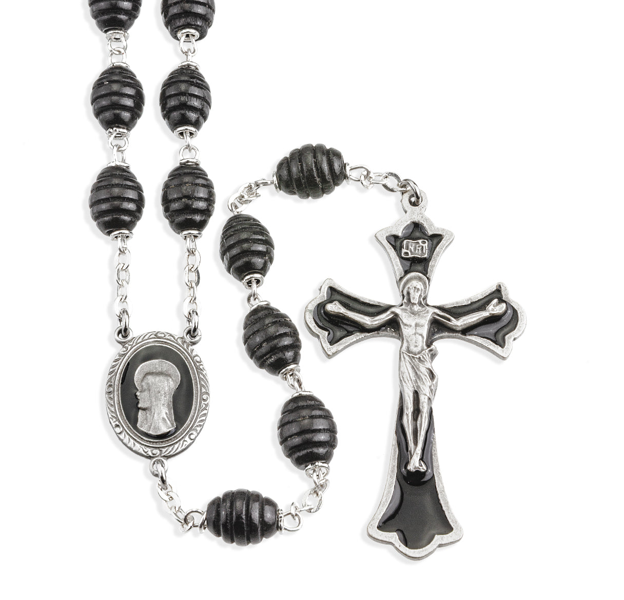 Black Beehive Boxwood New England Pewter Rosary