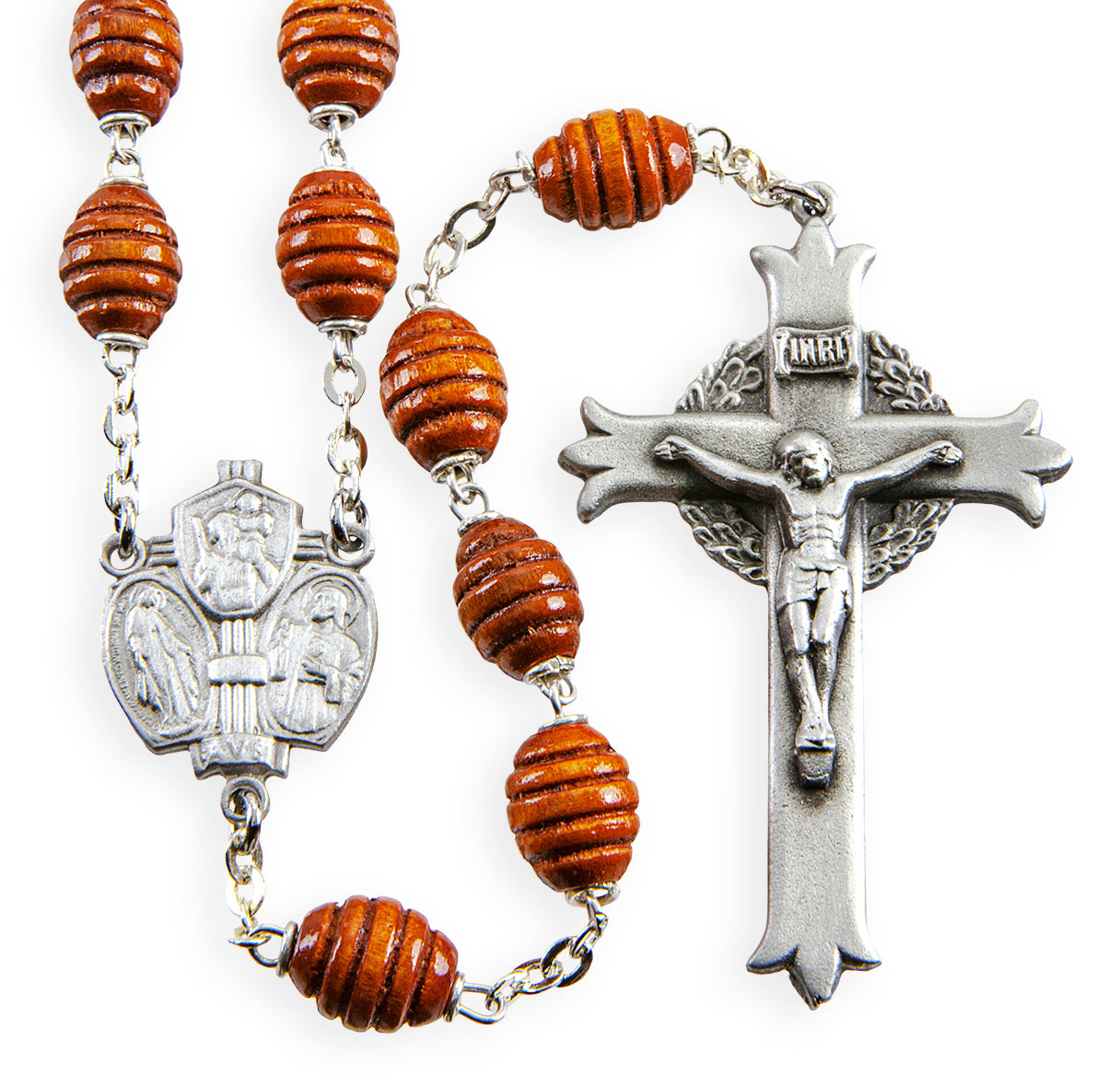 Brown Beehive Boxwood New England Pewter Rosary
