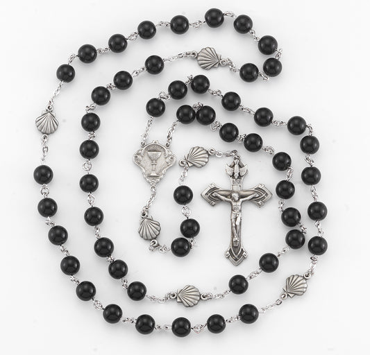 Onyx First Communion New England Pewter Rosary