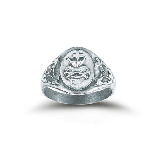 Sterling Silver Sacred Heart of Jesus Ring Size 6