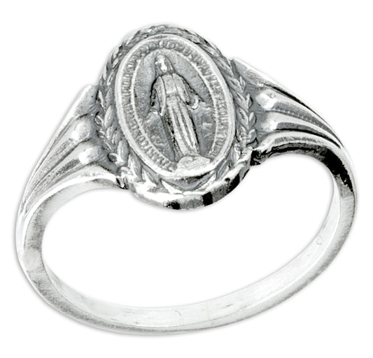 Miraculous Medal Sterling Silver Ring Size 7