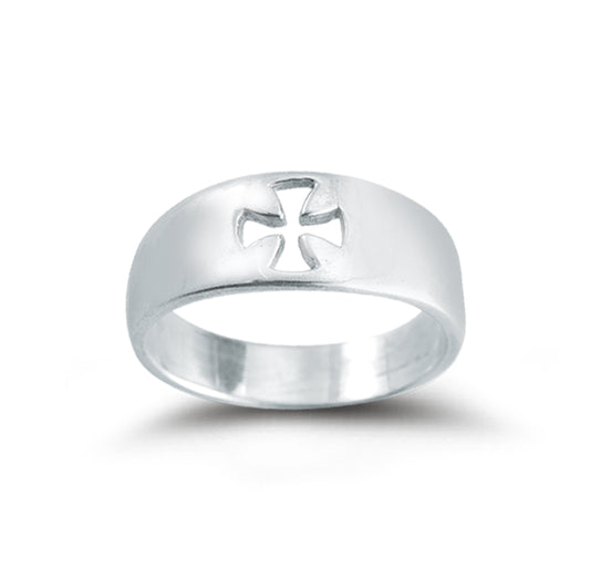 Sterling Silver Pierced Cross "Faith" Ring Size 6