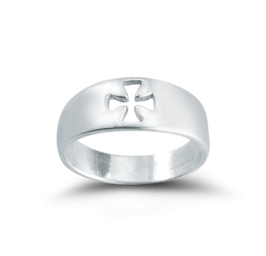 Sterling Silver Pierced Cross "Faith" Ring Size 7