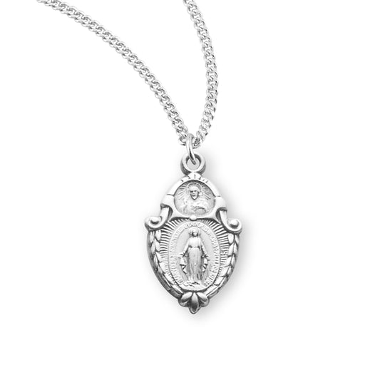 Sterling Silver Miraculous Medal Scapular Combination