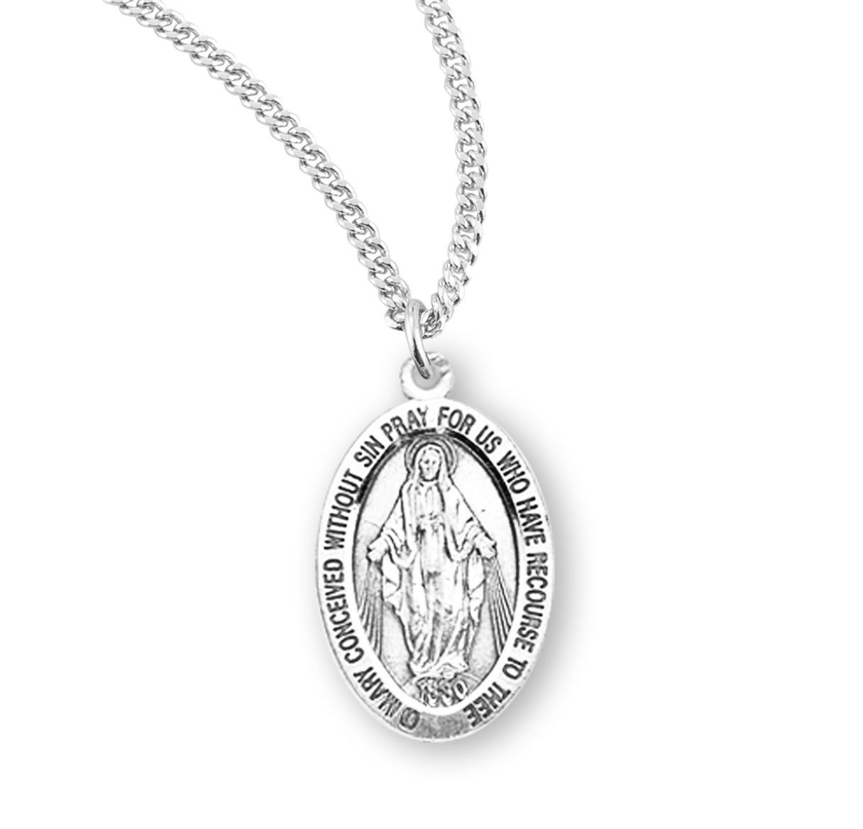 Sterling Silver Oval Miraculous Medal