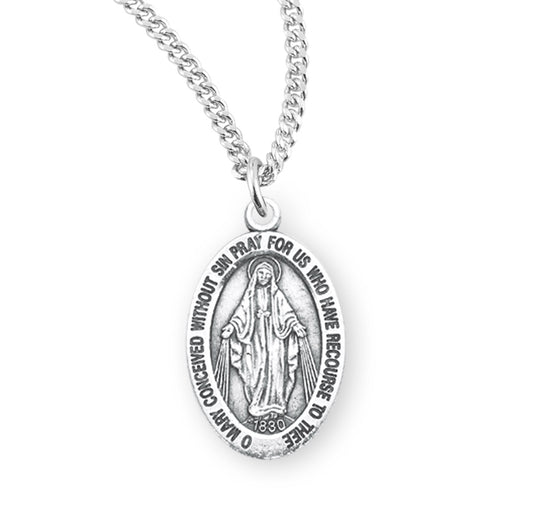 Sterling Silver Oval Miraculous Medal