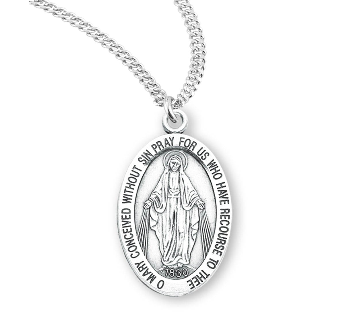 Sterling Silver Oval Miraculous Medal