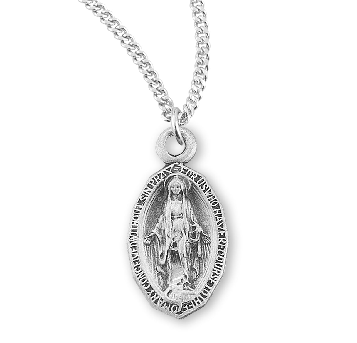 Sterling Silver Heart Shape Miraculous Medal