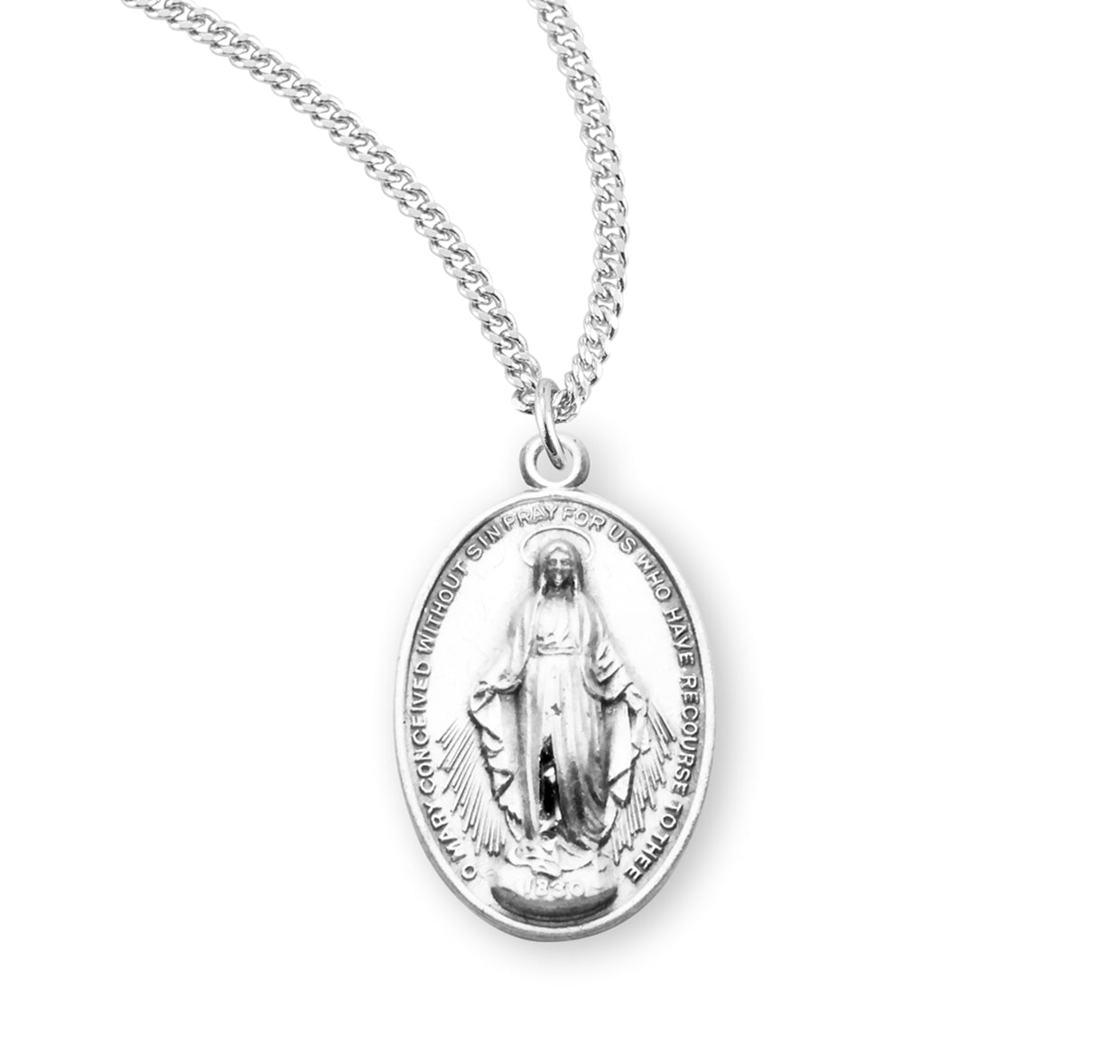 Sterling Silver Oval Miraculous Medal