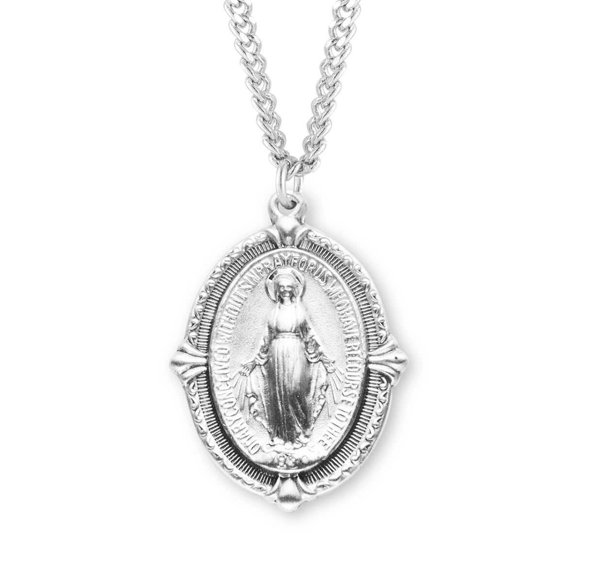 Sterling Silver Oval Miraculous Medal