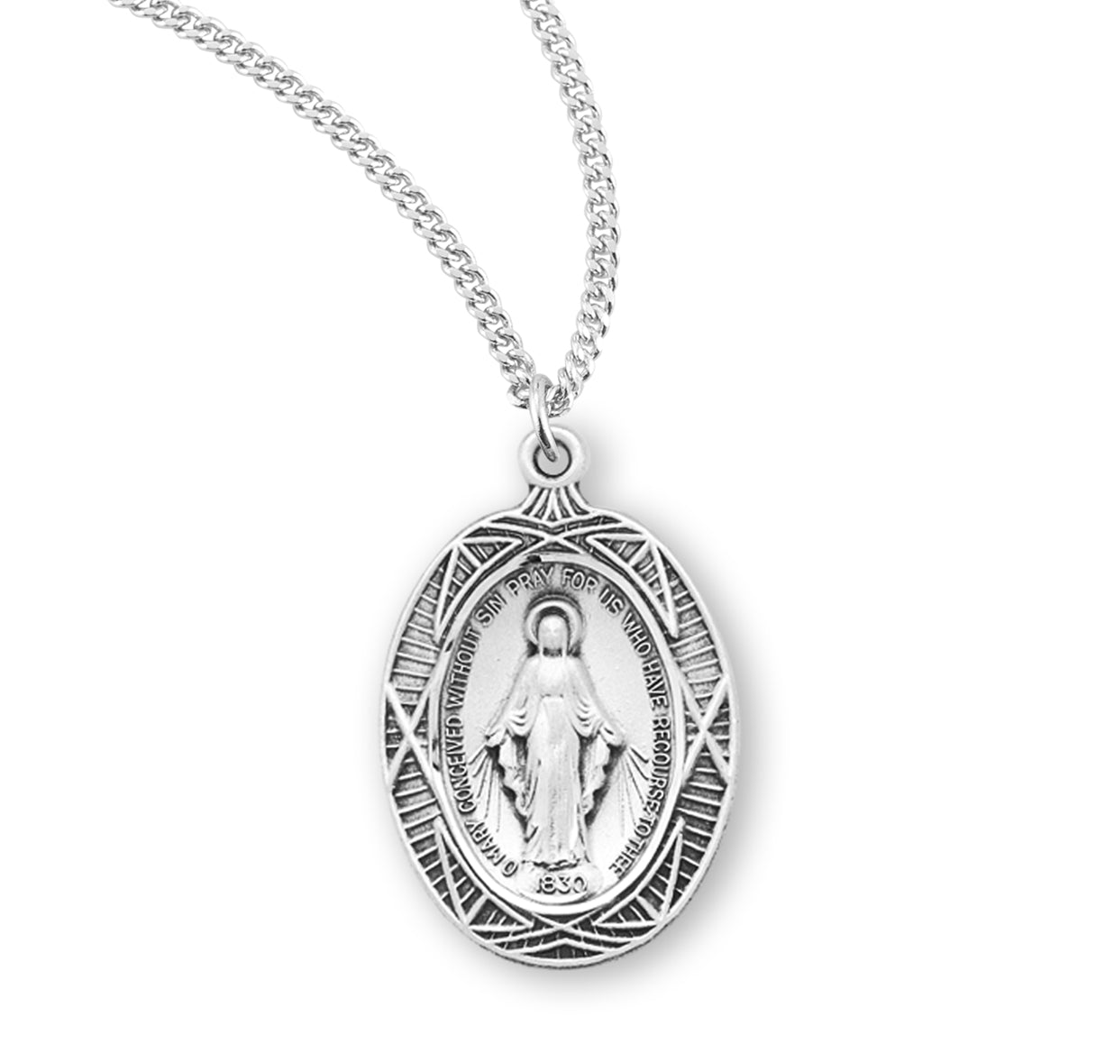 Sterling Silver Baroque Style Miraculous Medal