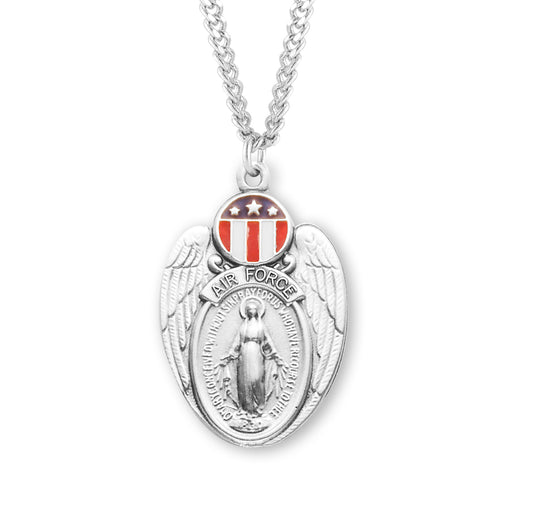 Air Force Sterling Silver Enameled Miraculous Medal