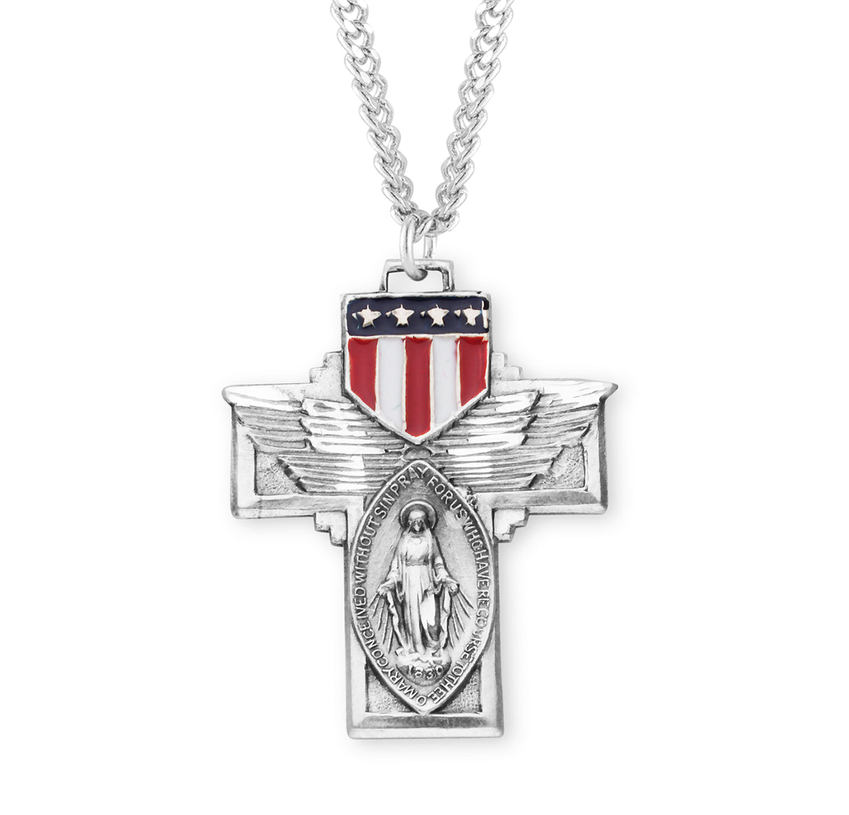 Military "Winged" Sterling Silver Miraculous Medal