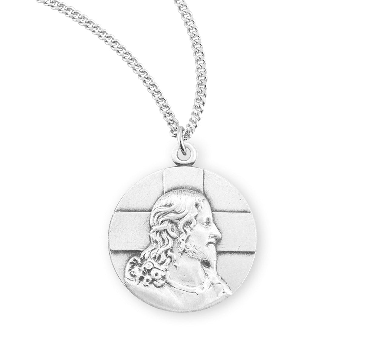 Sterling Silver Profile of Jesus Medal