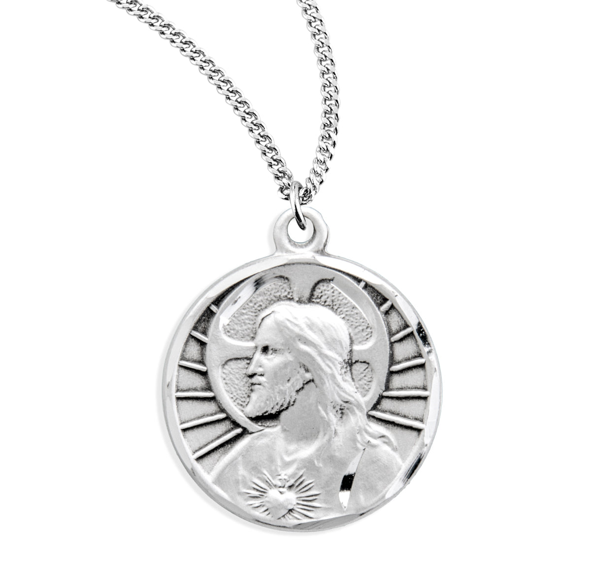 Sacred Heart of Jesus Sterling Silver Scapular Medal