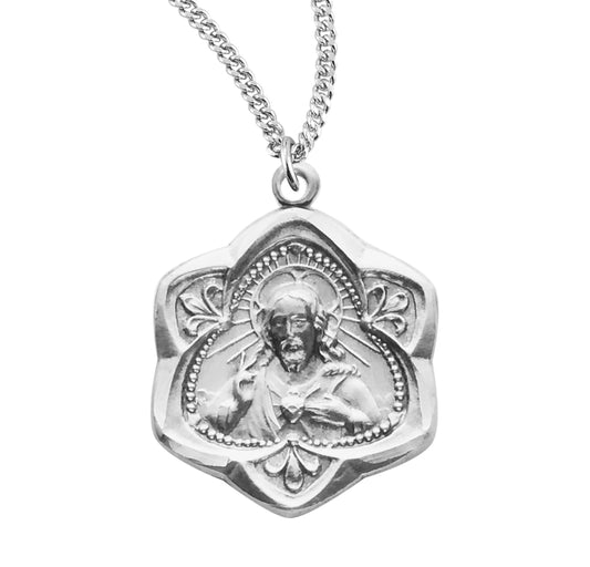 Sacred Heart of Jesus Sterling Silver Scapular Medal