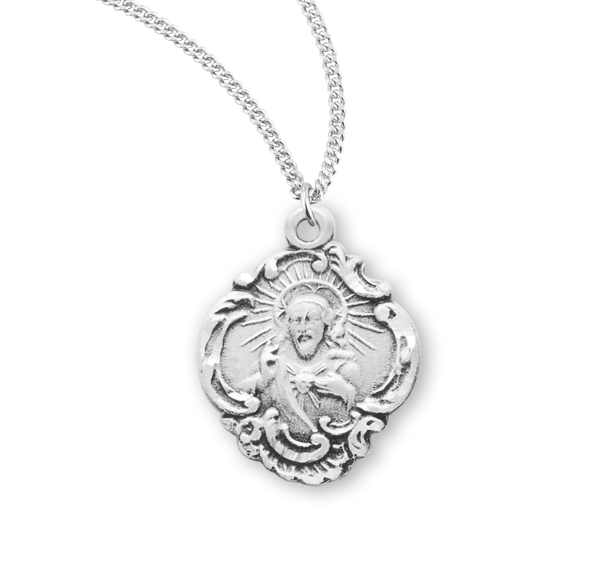 Sterling Silver Scapular Sacred Heart of Jesus Medal