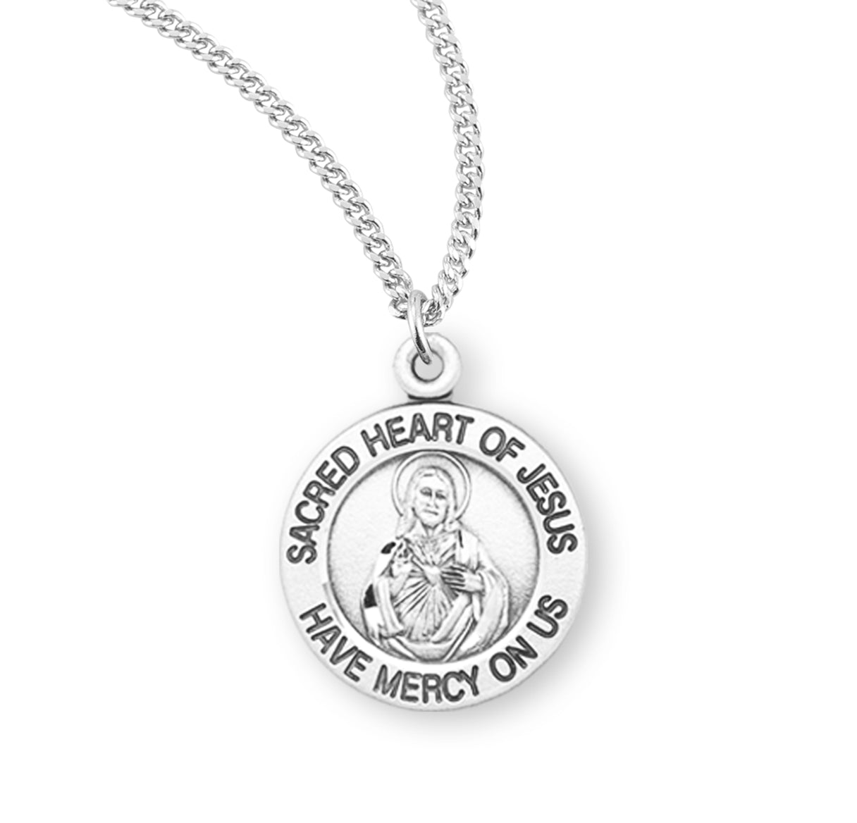 Sterling Silver Scapular Sacred Heart of Jesus Medal