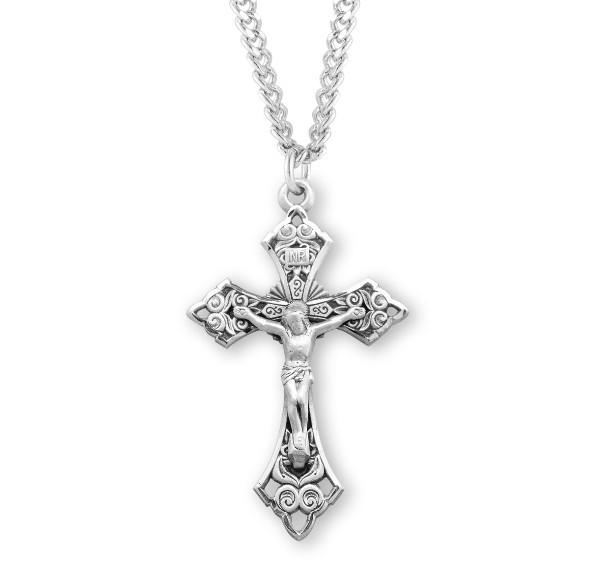 Swirl detailed Sterling Silver Crucifix