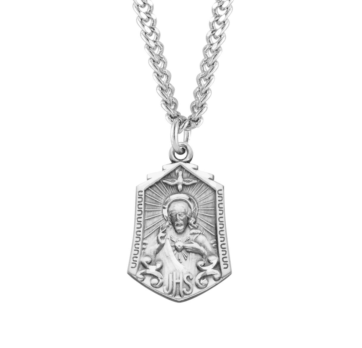 Sterling Silver Scapular Sacred Heart of Jesus Medal