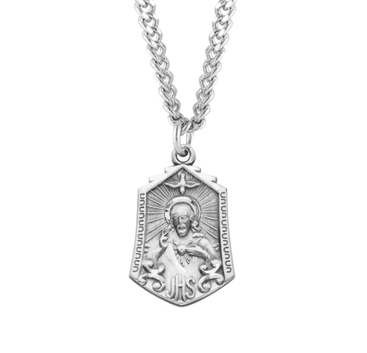 Sterling Silver Scapular Sacred Heart of Jesus Medal