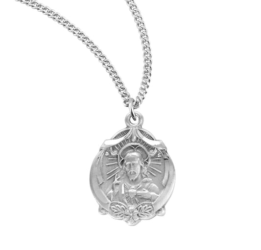 Sterling Silver Scapular Sacred Heart of Jesus Medal