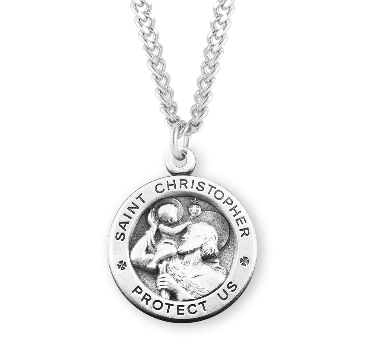 Saint Christopher Rounded Cross Sterling Silver Medal