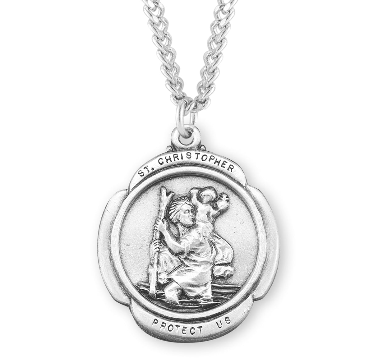 Saint Christopher Octagon Sterling Silver Medal