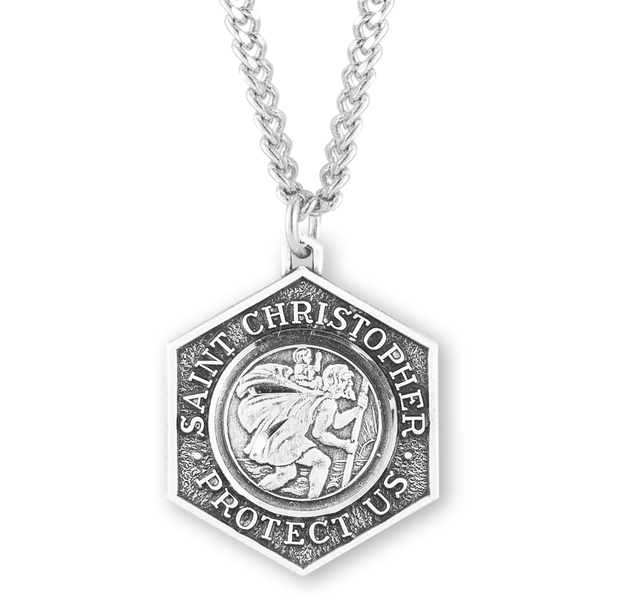 Saint Christopher Land, Sea, and Air Enameled Sterling Silver Medal