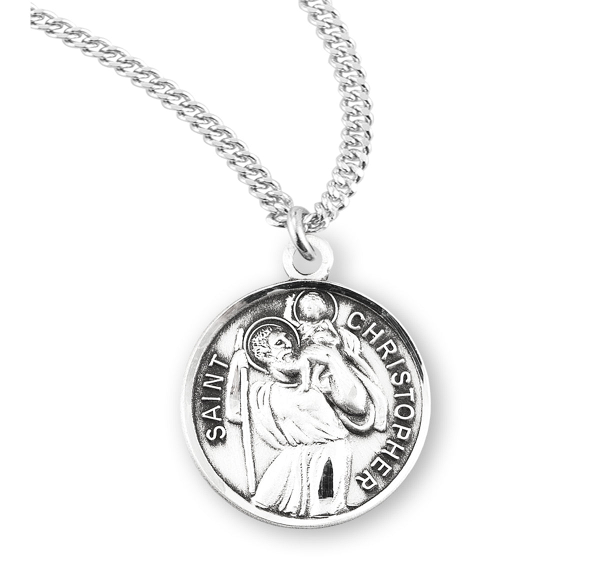 Saint Christopher Round Sterling Silver Medal