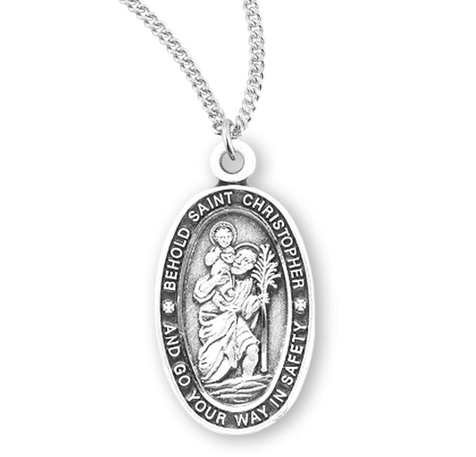 Saint Christopher Oval Sterling Silver Medal